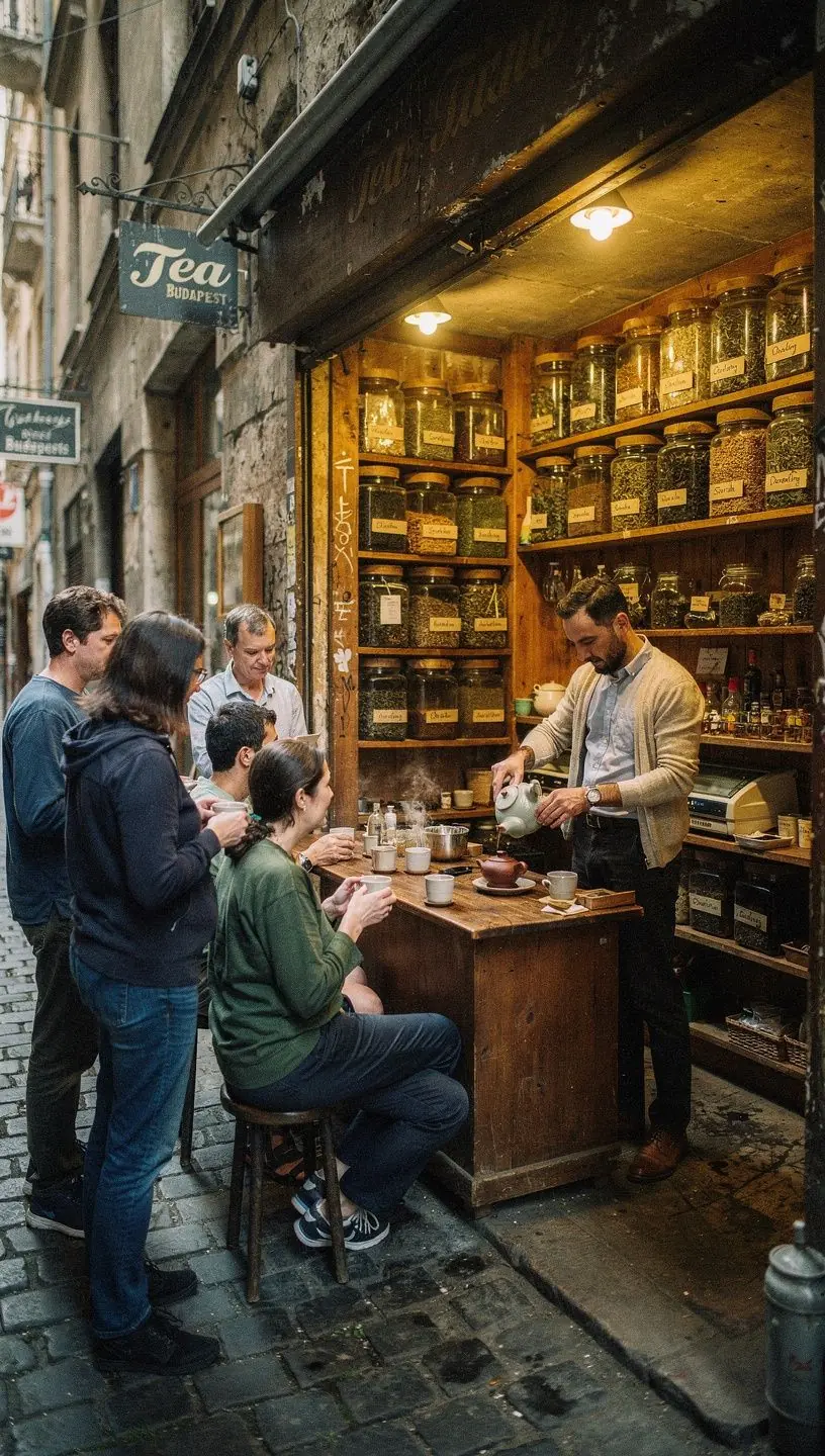 Békés tea szertartás, gyertyafény és friss virágok.