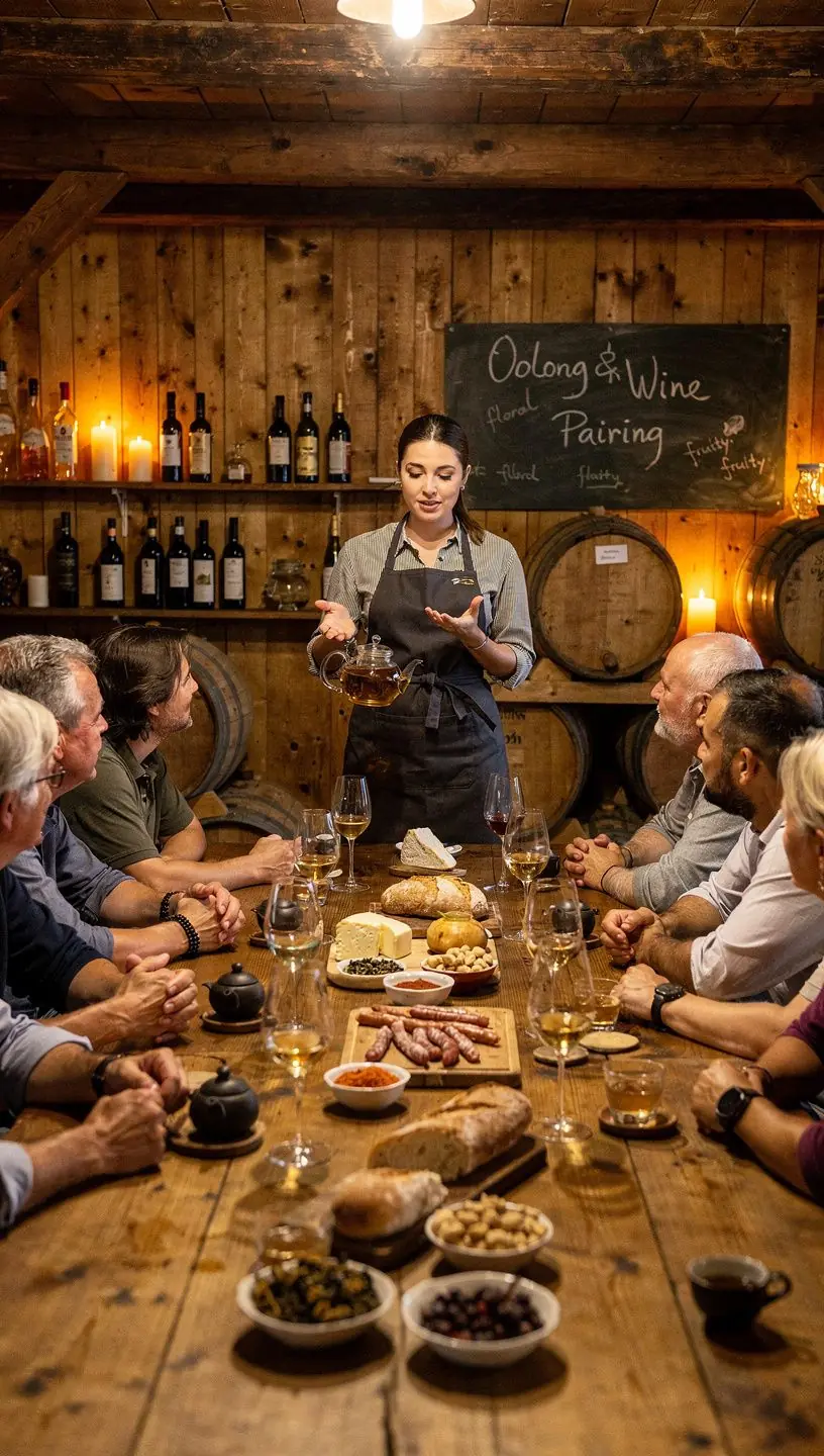Oolong tea levelek szépen elrendezve egy fehér tányéron.